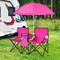 Foldable Picnic Chair with Adjustable Umbrella and Beverage Holders